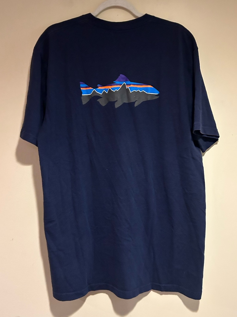 Patagonia Navy Blue Trout Graphic Tee Sz XL